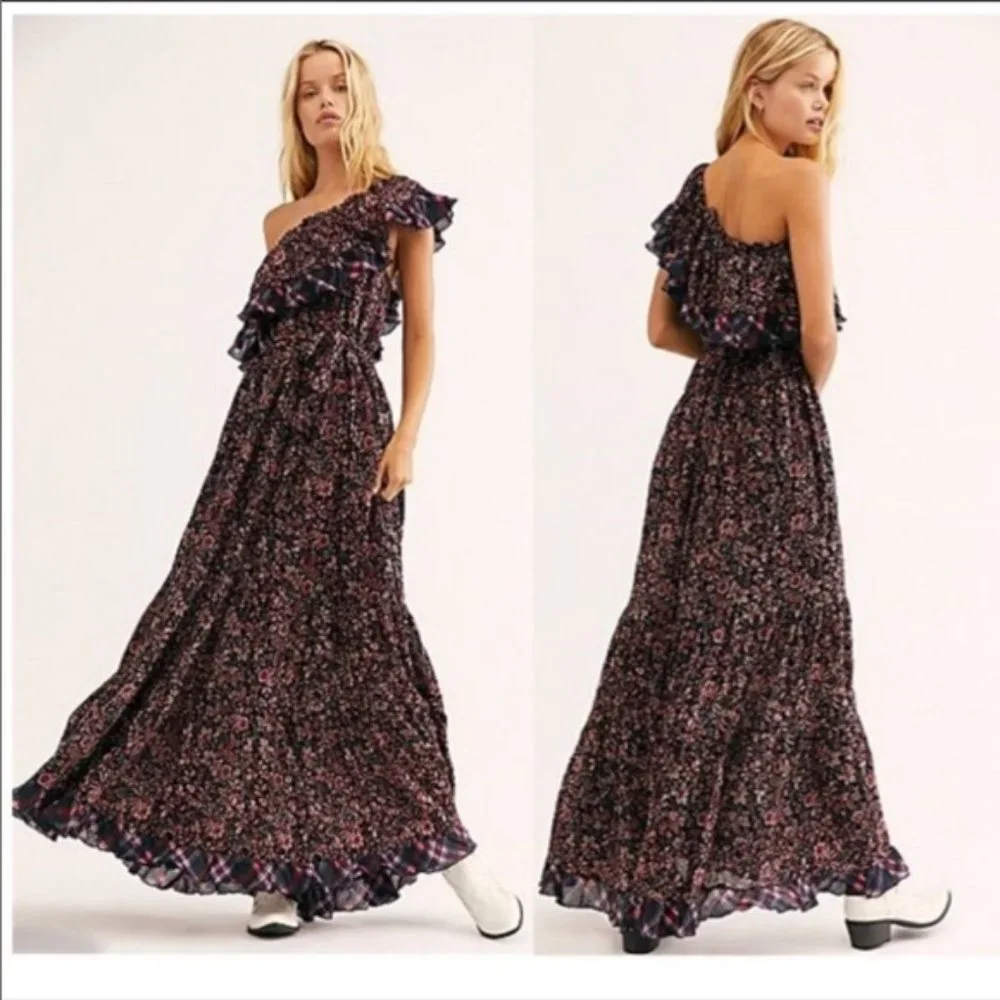 Free People What About Love Ruffle Maxi Dress